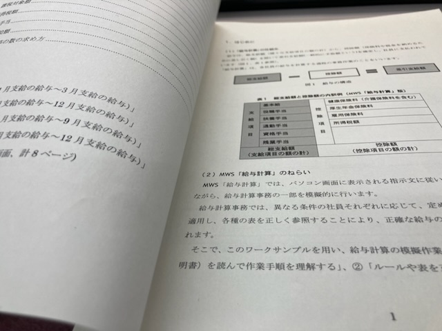 MWS「給与計算」のサブブックの１ページ目の写真